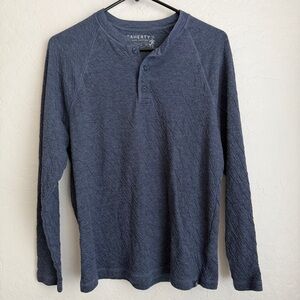 Faherty Men's Long Sleeve Cloud Cotton Henley Blue Medium